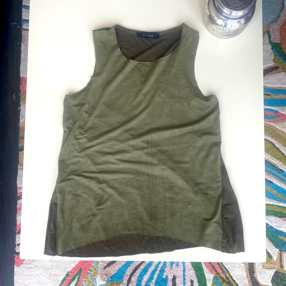 Olivaceous | Army Green Suede Tank Top